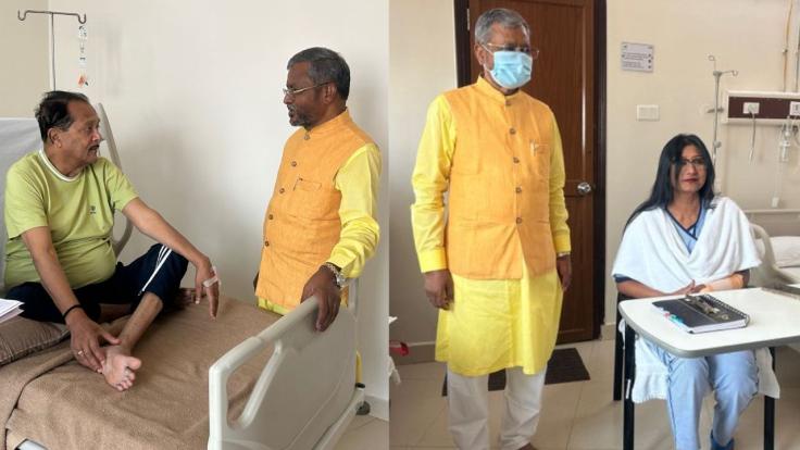 ऑर्किड हॉस्पिटल पहुंचे बाबूलाल, राधाकृष्ण किशोर और महुआ माजी से की मुलाकात